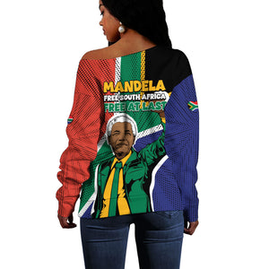 Nelson Mandela Birthday Off Shoulder Sweater 67 Minutes South Africa Flag Comic