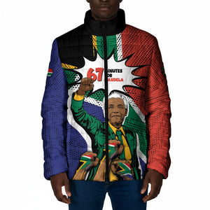 Nelson Mandela Birthday Padded Jacket 67 Minutes South Africa Flag Comic