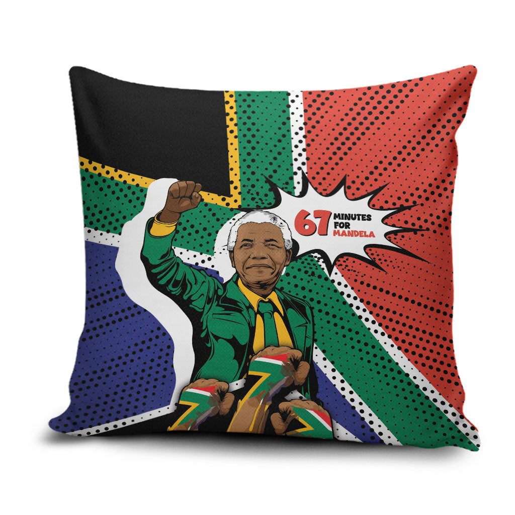 Nelson Mandela Birthday Pillow Cover 67 Minutes South Africa Flag Comic