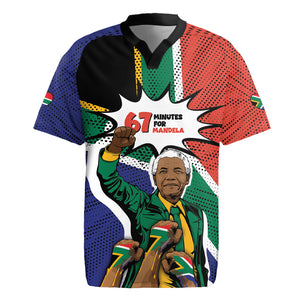 Nelson Mandela Birthday Rugby Jersey 67 Minutes South Africa Flag Comic