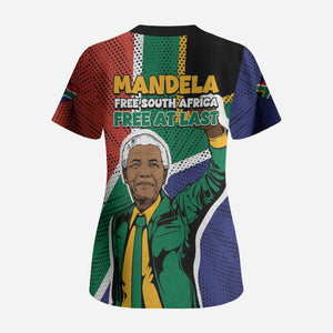 Nelson Mandela Birthday Scrub Top 67 Minutes South Africa Flag Comic