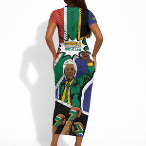 Nelson Mandela Birthday Short Sleeve Bodycon Dress 67 Minutes South Africa Flag Comic