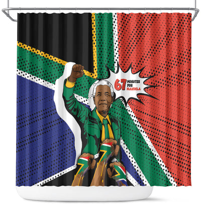 Nelson Mandela Birthday Shower Curtain 67 Minutes South Africa Flag Comic