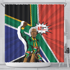 Nelson Mandela Birthday Shower Curtain 67 Minutes South Africa Flag Comic