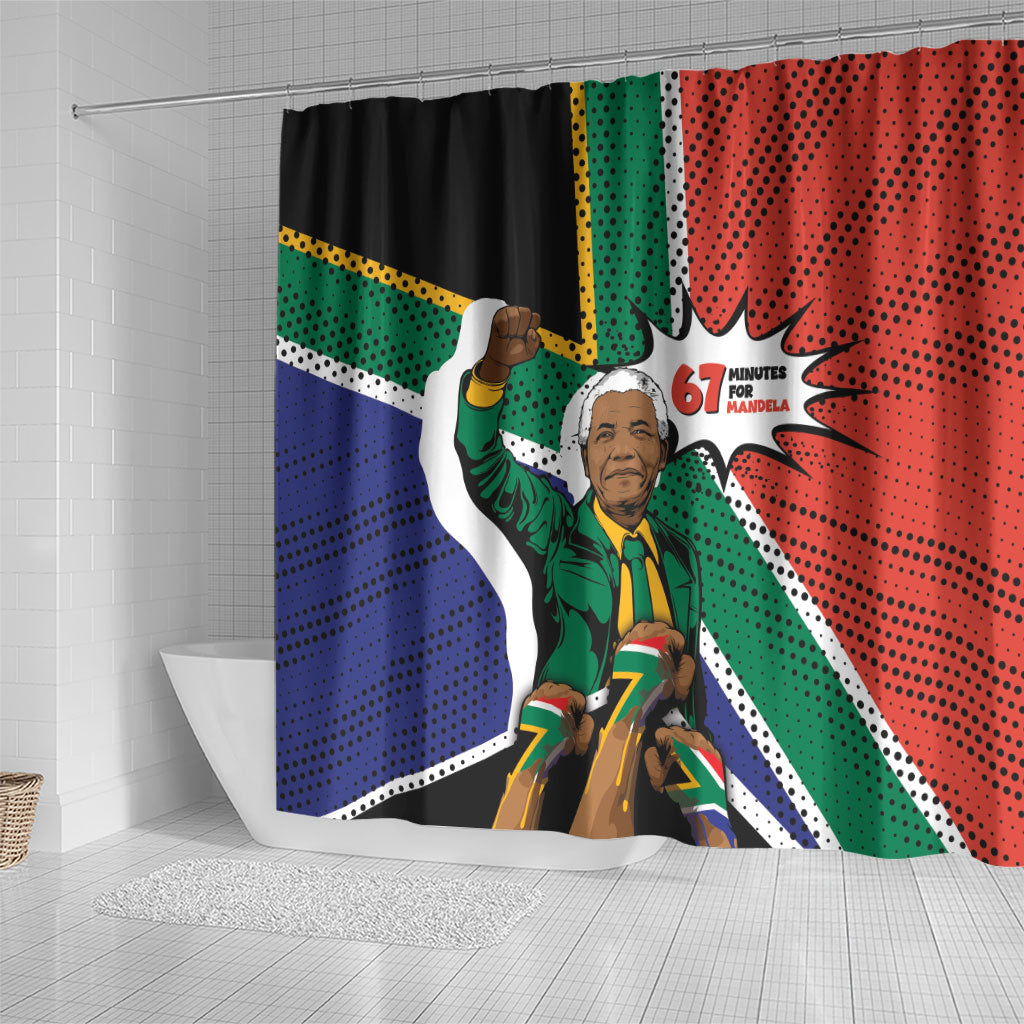 Nelson Mandela Birthday Shower Curtain 67 Minutes South Africa Flag Comic