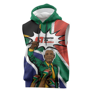 Nelson Mandela Birthday Sleeveless Hoodie 67 Minutes South Africa Flag Comic