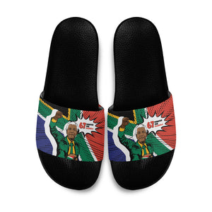 Nelson Mandela Birthday Slide Sandals 67 Minutes South Africa Flag Comic