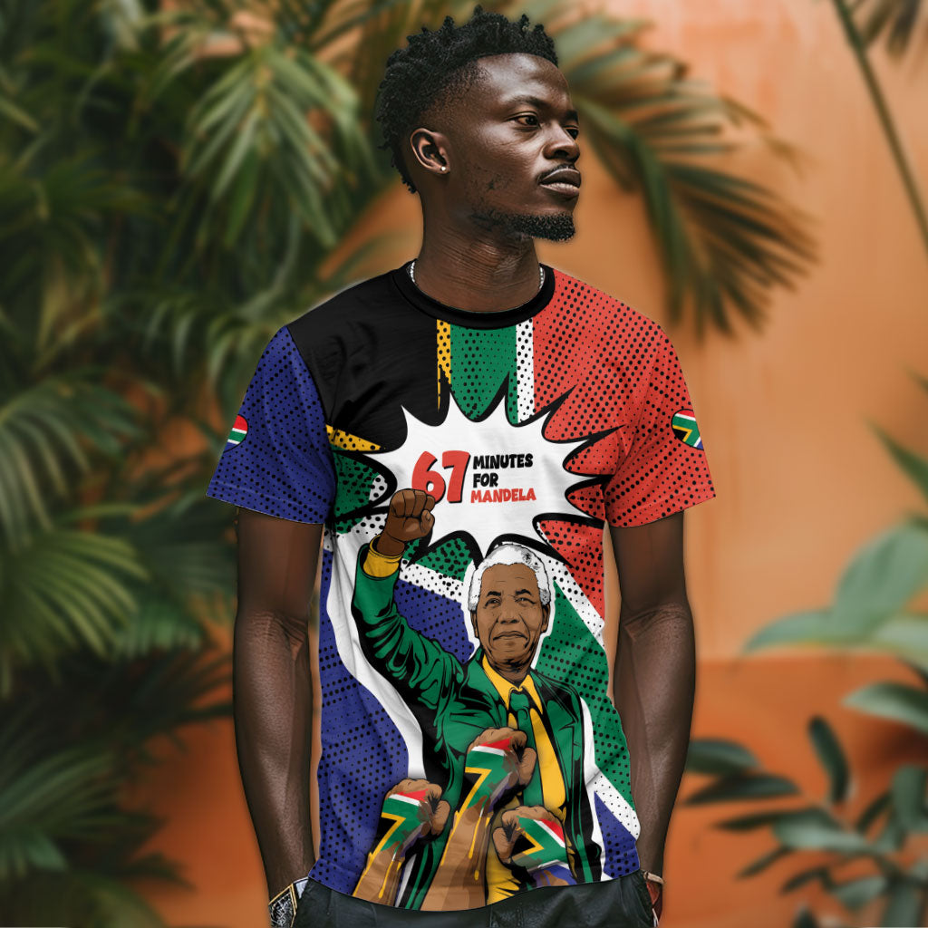 Nelson Mandela Birthday T shirt 67 Minutes South Africa Flag Comic