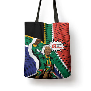 Nelson Mandela Birthday Tote Bag 67 Minutes South Africa Flag Comic