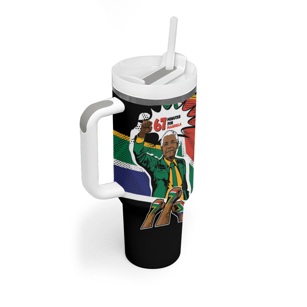 Nelson Mandela Birthday Tumbler With Handle 67 Minutes South Africa Flag Comic