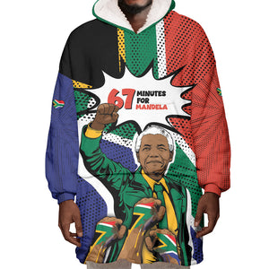 Nelson Mandela Birthday Wearable Blanket Hoodie 67 Minutes South Africa Flag Comic