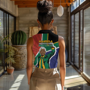 Nelson Mandela Birthday Women Sleeveless Polo Shirt 67 Minutes South Africa Flag Comic