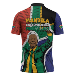Nelson Mandela Birthday Zipper Polo Shirt 67 Minutes South Africa Flag Comic