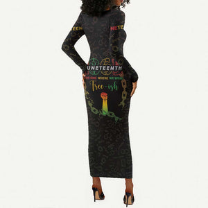 Juneteenth 1865 Long Sleeve Bodycon Dress Unapologetically Black