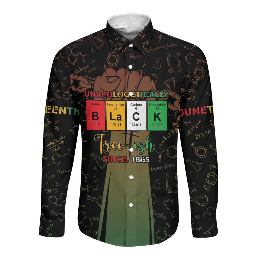 Juneteenth 1865 Long Sleeve Button Shirt Unapologetically Black