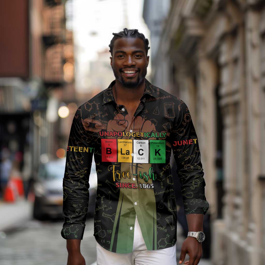 Juneteenth 1865 Long Sleeve Button Shirt Unapologetically Black