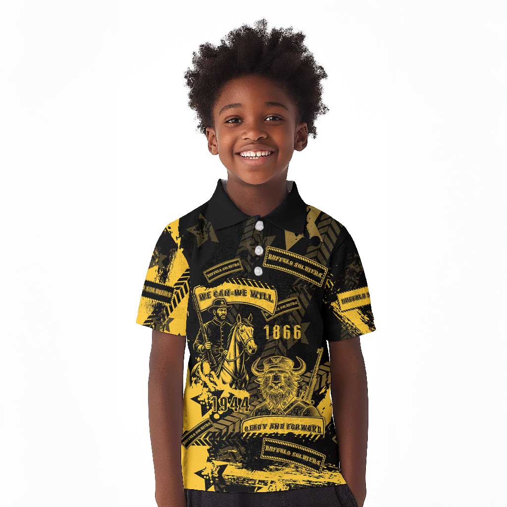 Buffalo Soldiers African American Kid Polo Shirt Military Urban Retro Style - African Pride
