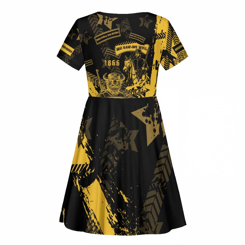 Buffalo Soldiers African American Kid Short Sleeve Dress Military Urban Retro Style - African Pride