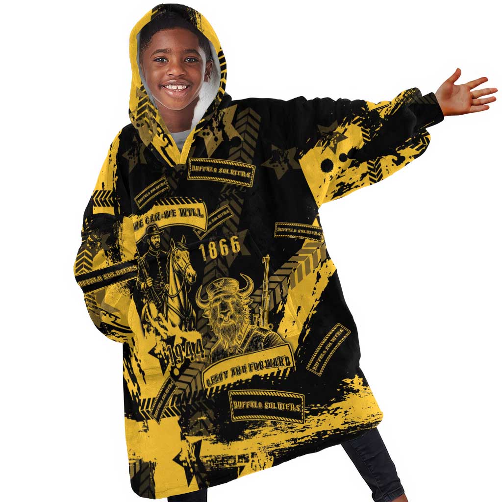 Buffalo Soldiers African American Kid Wearable Blanket Hoodie Military Urban Retro Style - African Pride