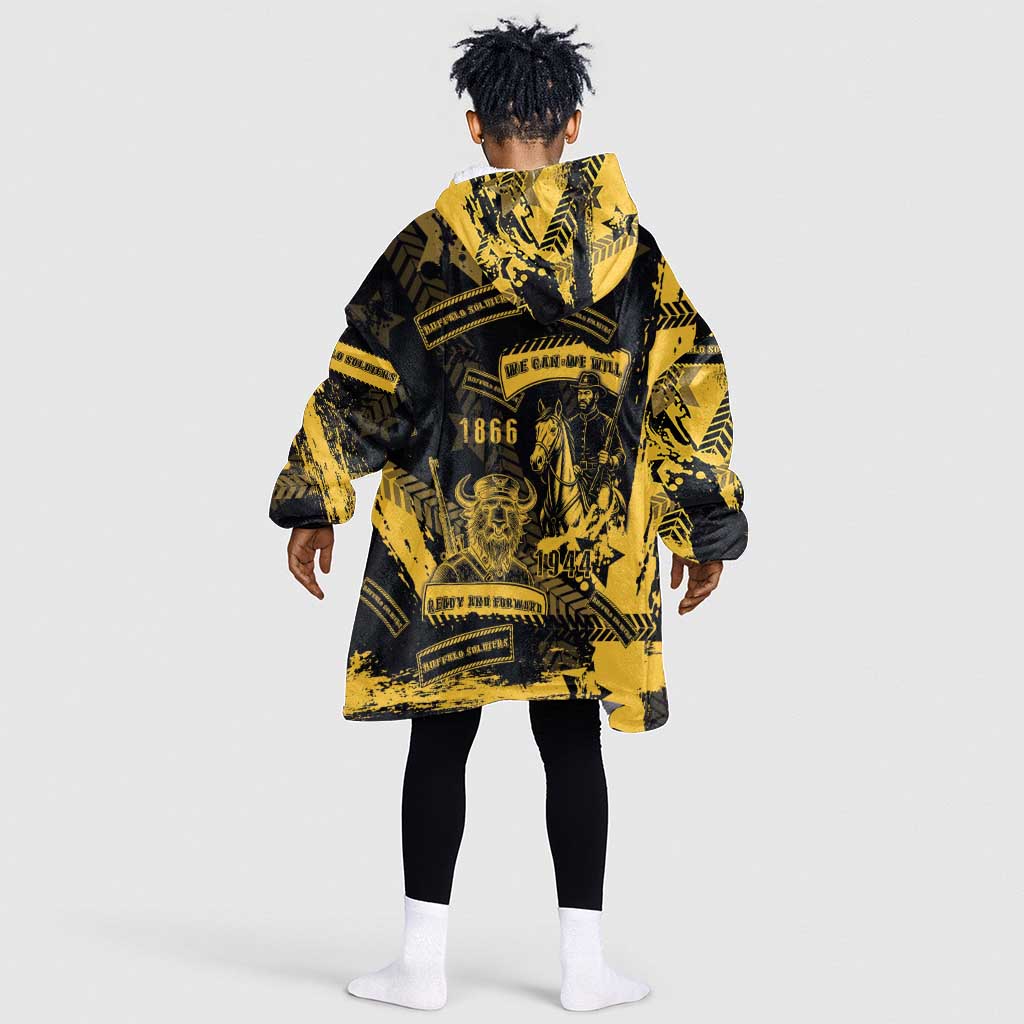 Buffalo Soldiers African American Kid Wearable Blanket Hoodie Military Urban Retro Style - African Pride