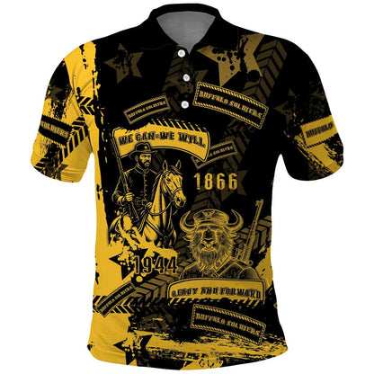 Buffalo Soldiers African American Polo Shirt Military Urban Retro Style - African Pride
