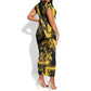 Buffalo Soldiers African American Short Sleeve Bodycon Dress Military Urban Retro Style - African Pride