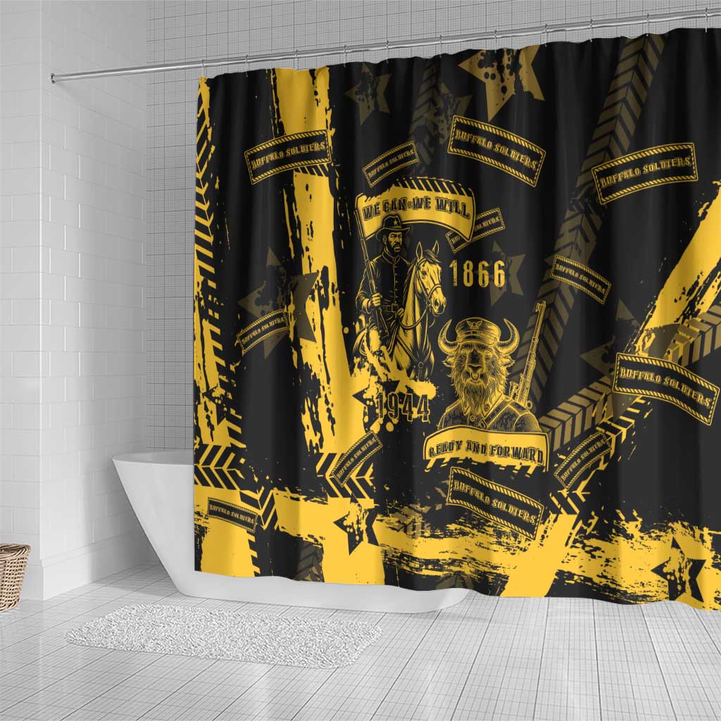 Buffalo Soldiers African American Shower Curtain Military Urban Retro Style - African Pride