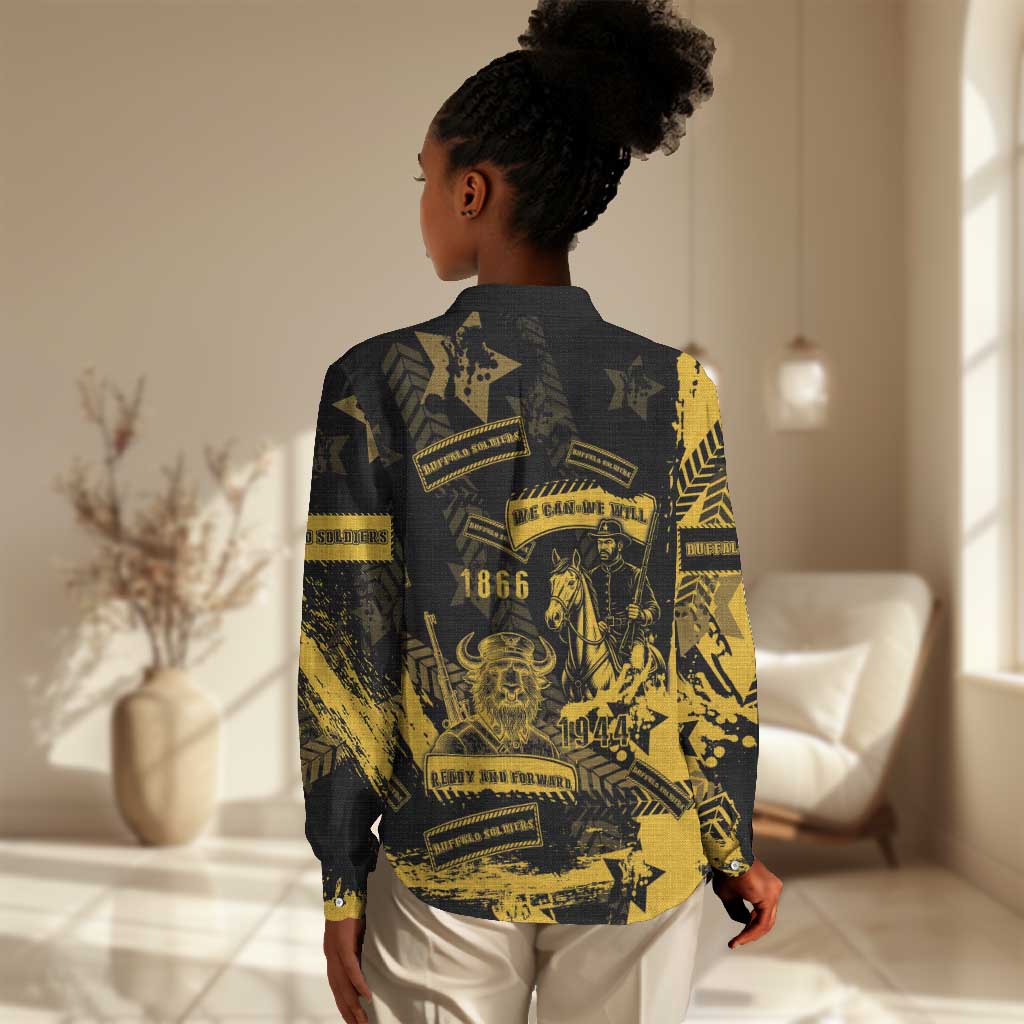 Buffalo Soldiers African American Women Casual Shirt Military Urban Retro Style - African Pride