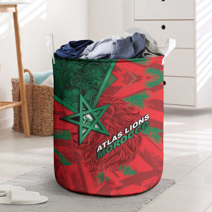 Morocco Football Laundry Basket Pentagram Red Lion African