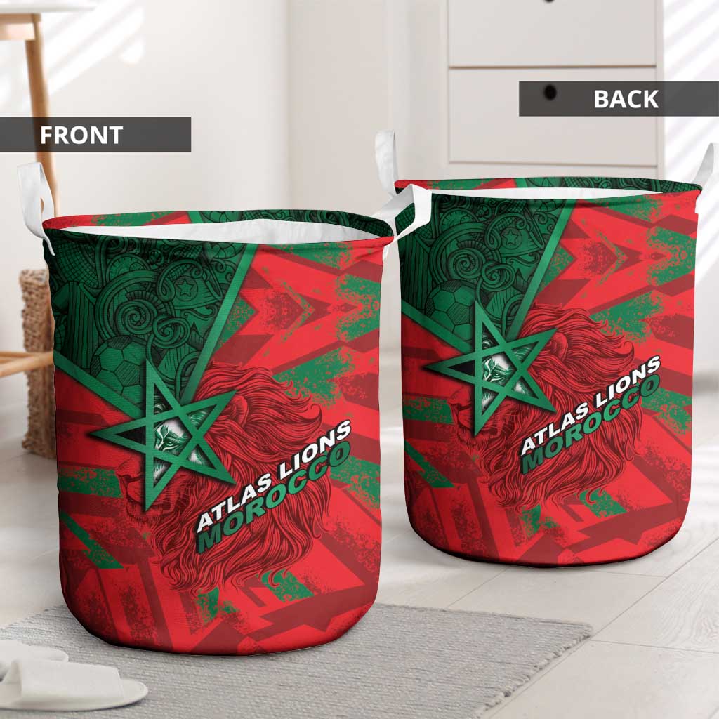 Morocco Football Laundry Basket Pentagram Red Lion African