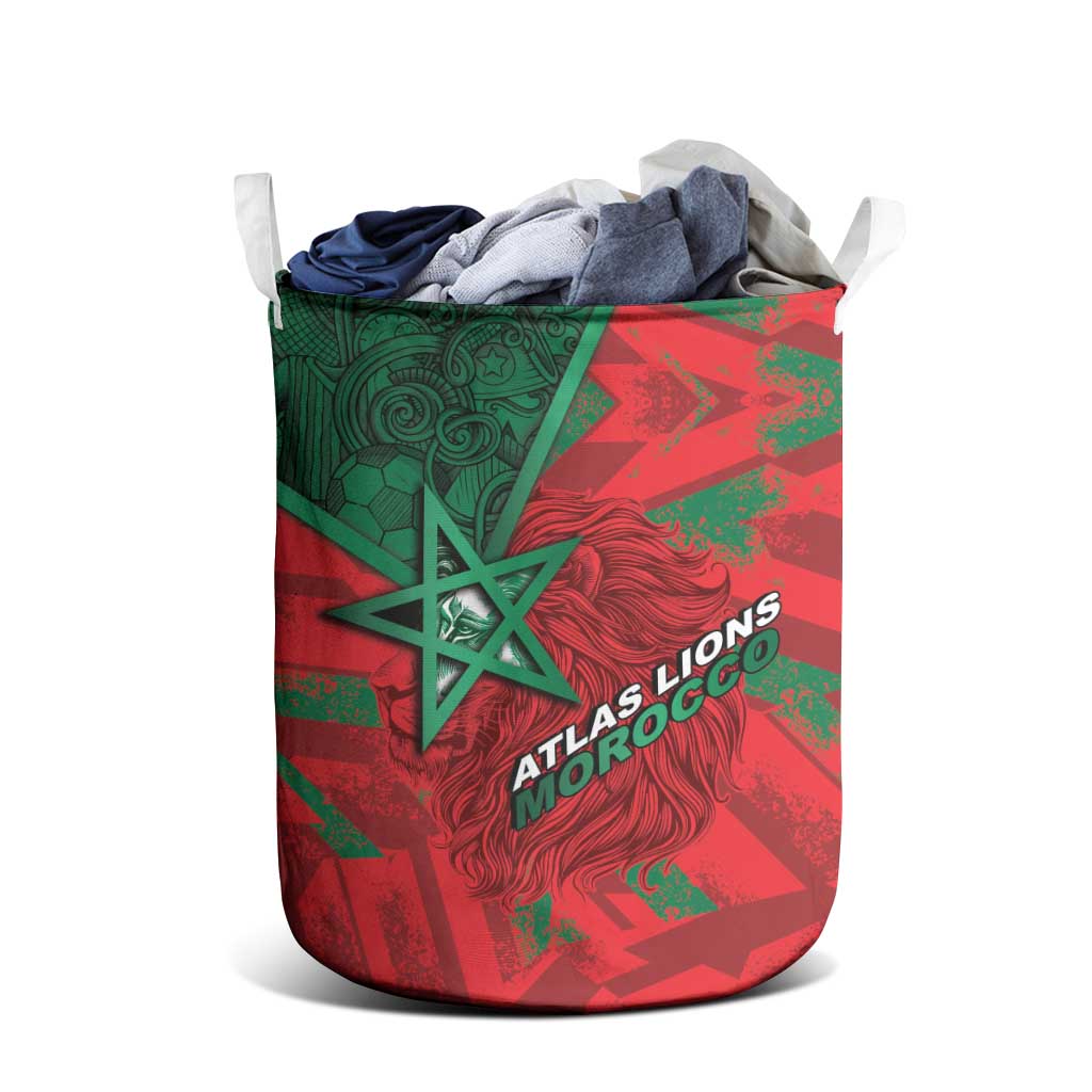 Morocco Football Laundry Basket Pentagram Red Lion African