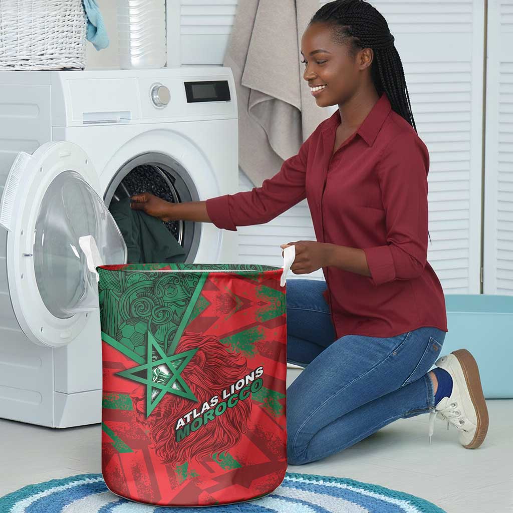 Morocco Football Laundry Basket Pentagram Red Lion African