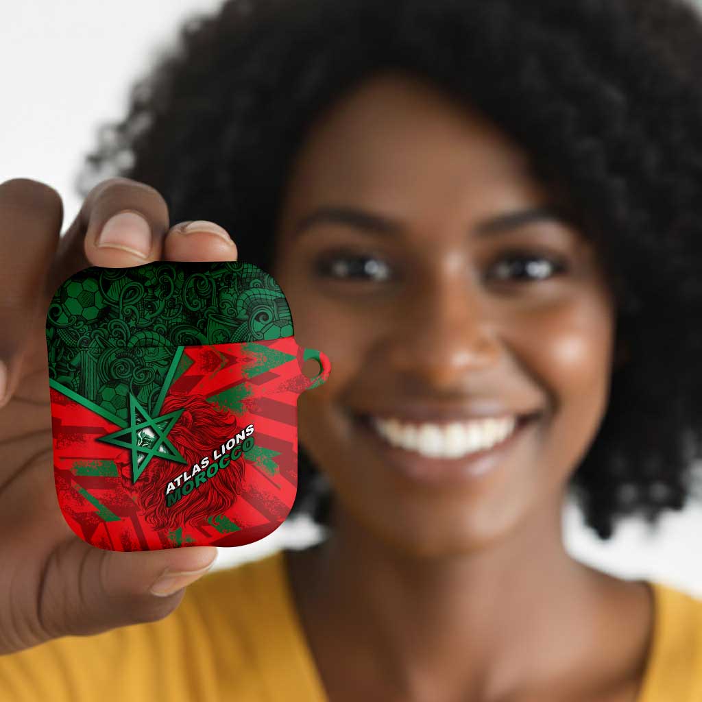 Morocco Football AirPods Case Pentagram Red Lion African