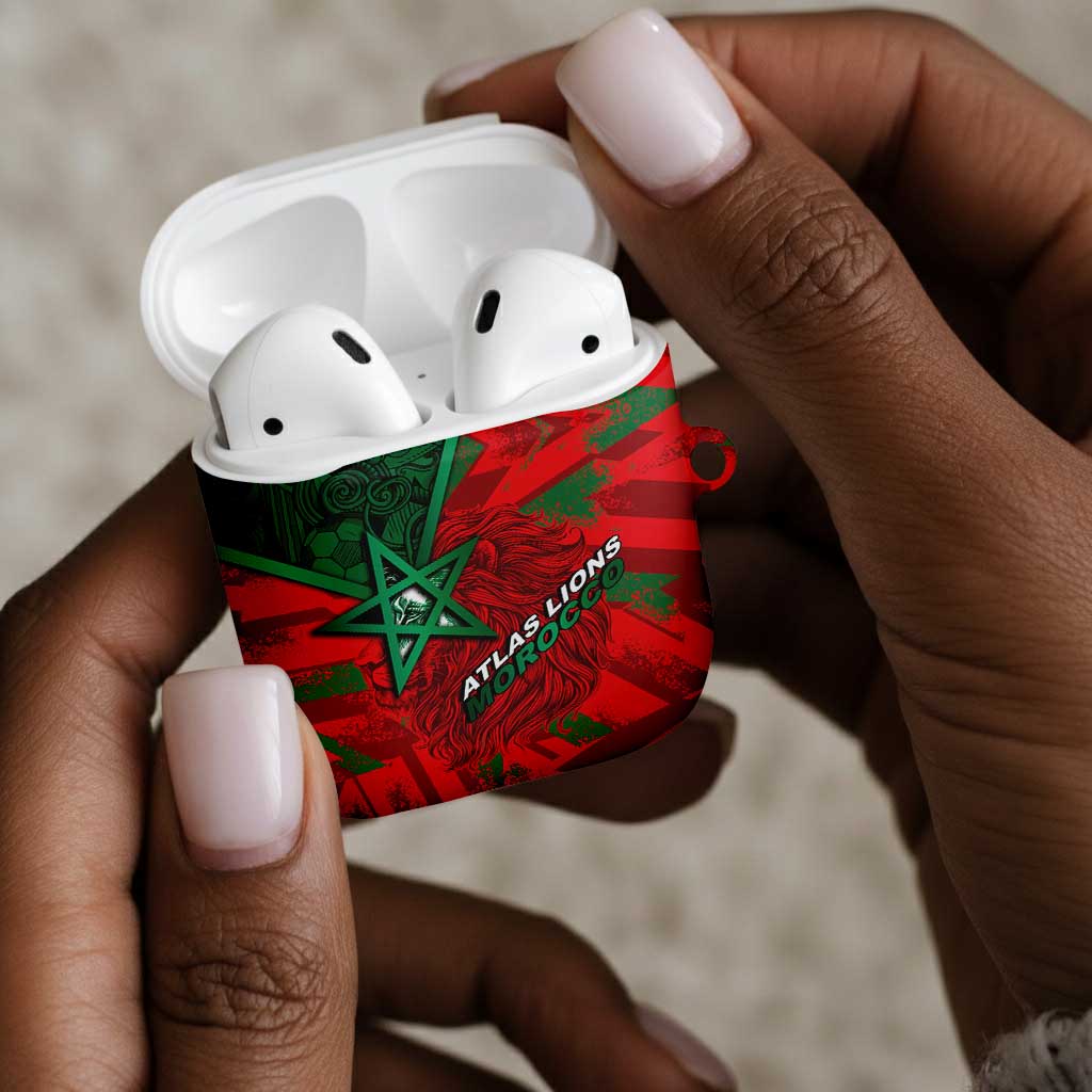 Morocco Football AirPods Case Pentagram Red Lion African