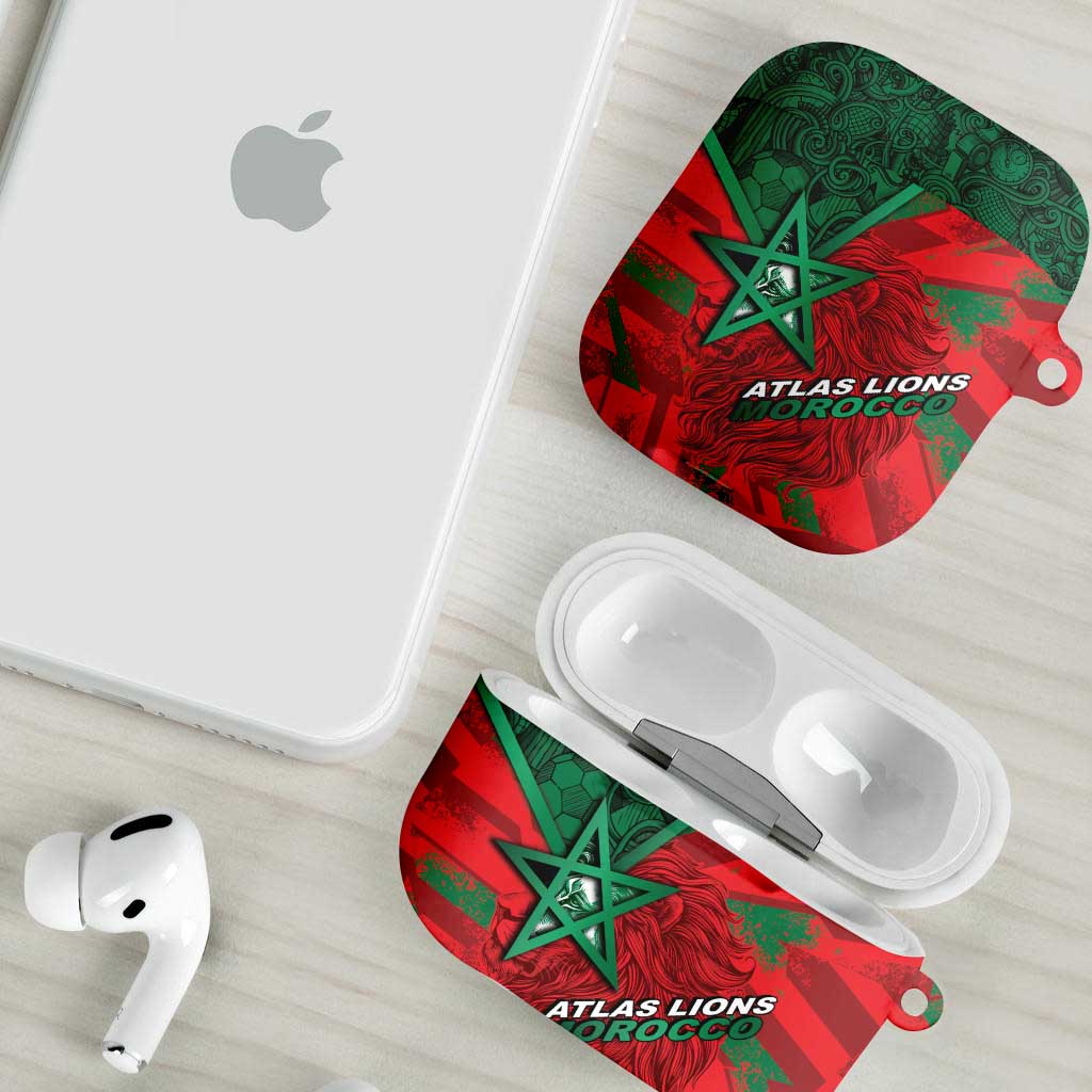 Morocco Football AirPods Case Pentagram Red Lion African