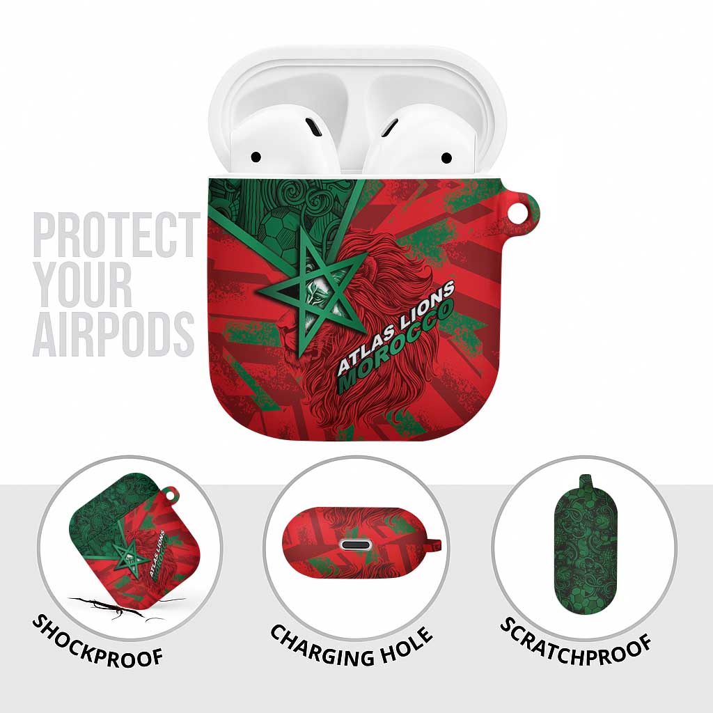 Morocco Football AirPods Case Pentagram Red Lion African