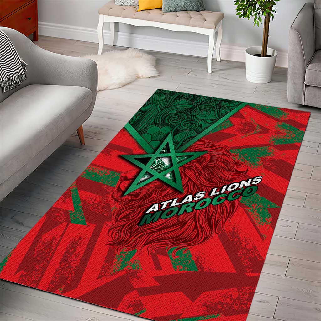 Morocco Football Area Rug Pentagram Red Lion African
