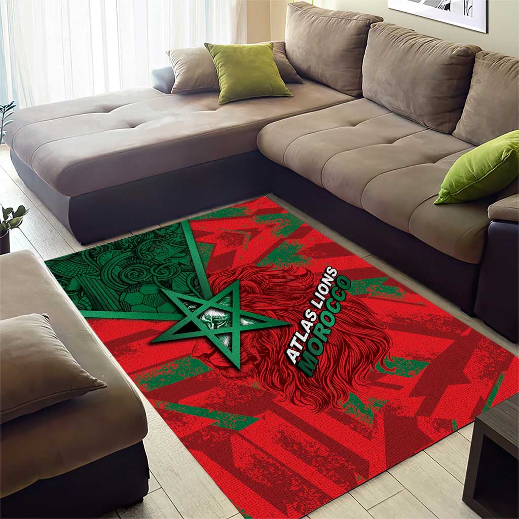 Morocco Football Area Rug Pentagram Red Lion African