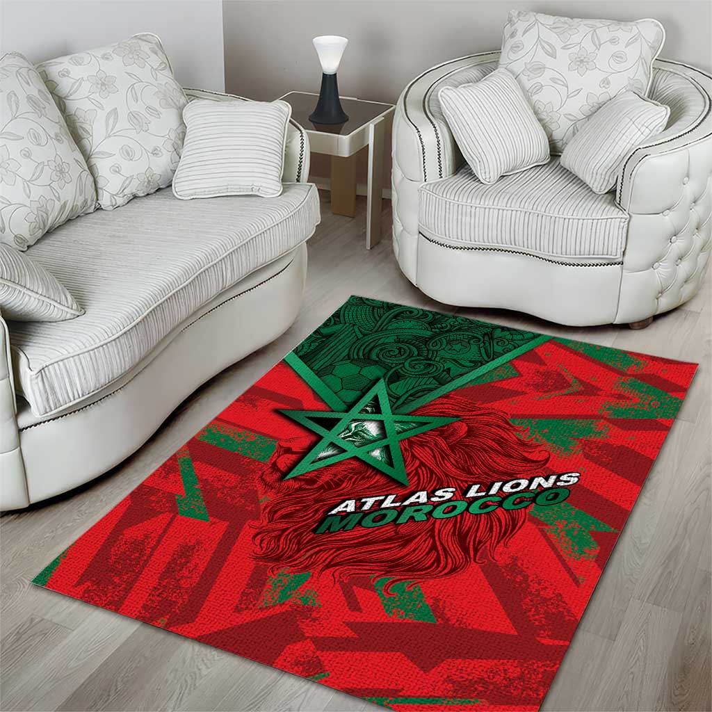 Morocco Football Area Rug Pentagram Red Lion African