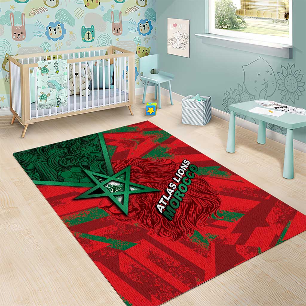 Morocco Football Area Rug Pentagram Red Lion African