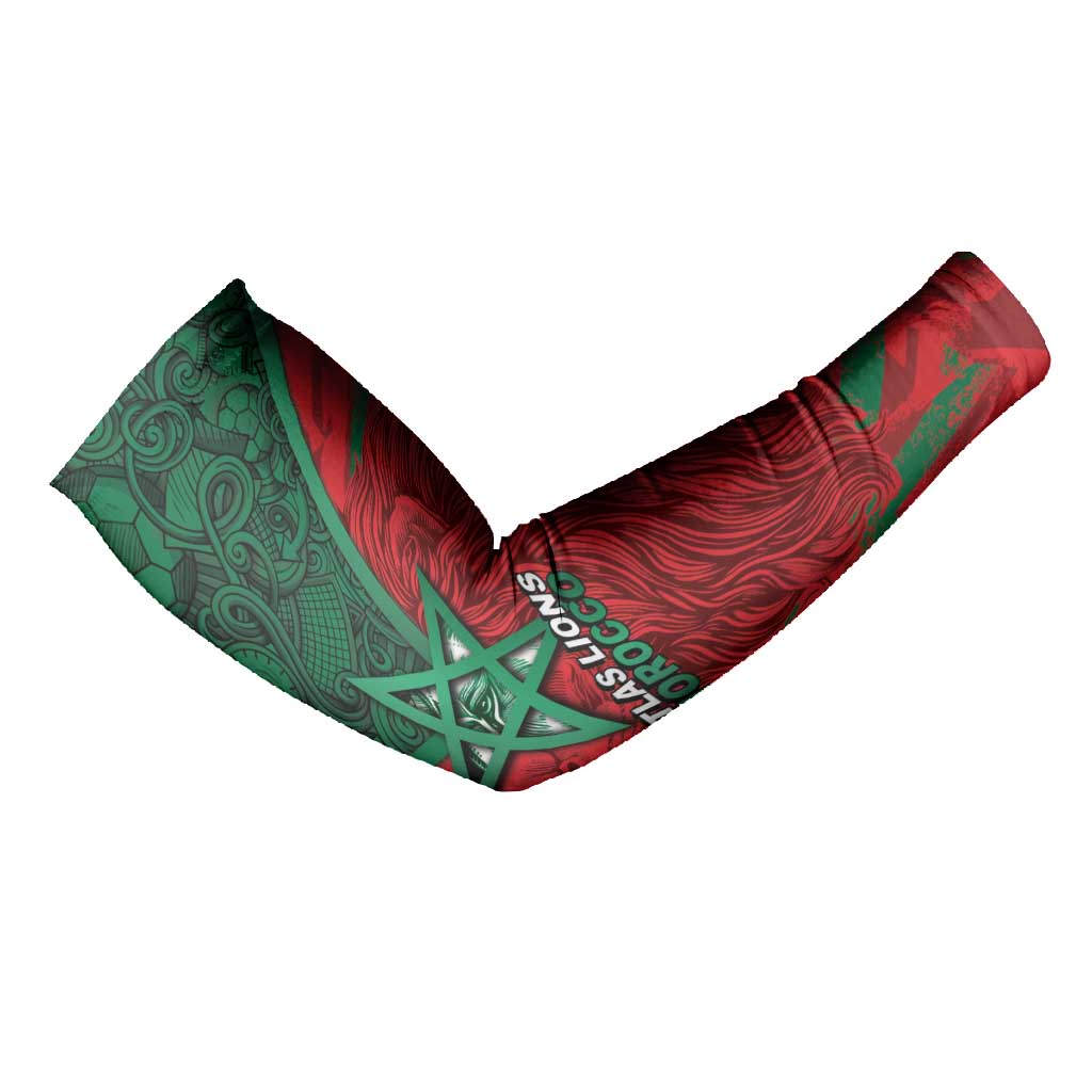 Custom Morocco Football Arm Sleeves Pentagram Red Lion African