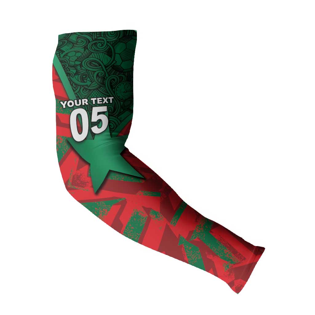 Custom Morocco Football Arm Sleeves Pentagram Red Lion African