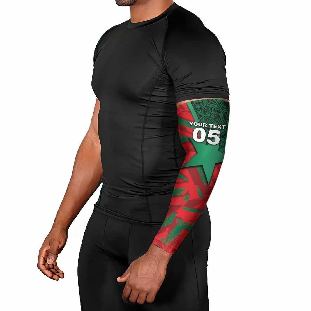 Custom Morocco Football Arm Sleeves Pentagram Red Lion African