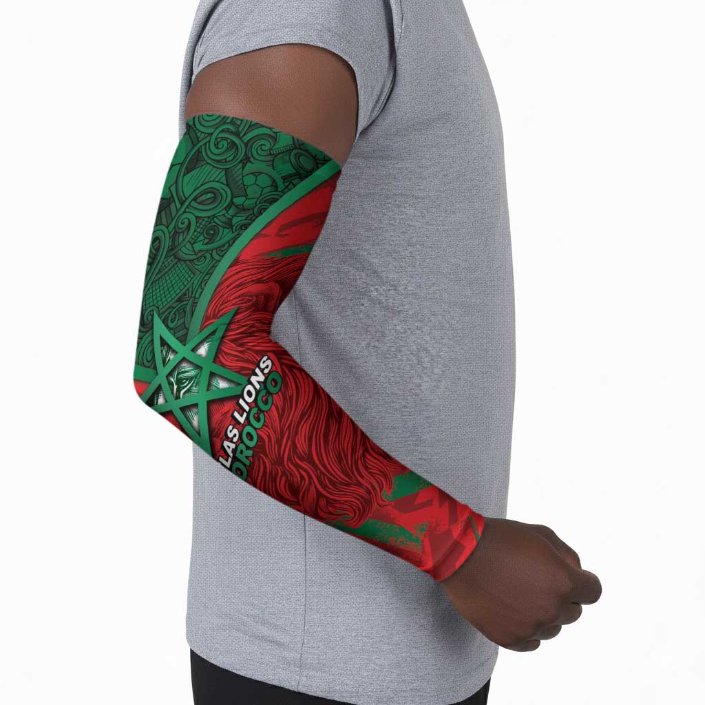 Custom Morocco Football Arm Sleeves Pentagram Red Lion African