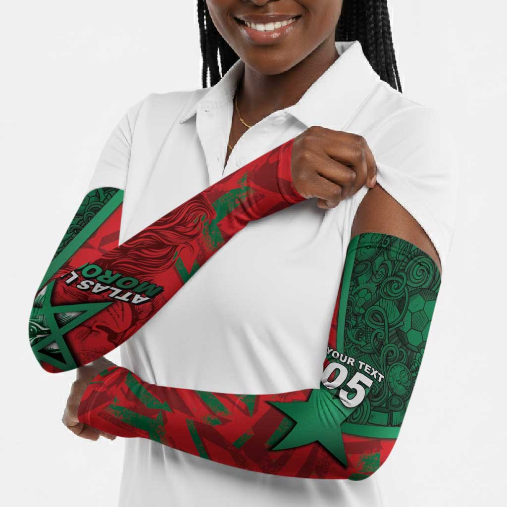 Custom Morocco Football Arm Sleeves Pentagram Red Lion African