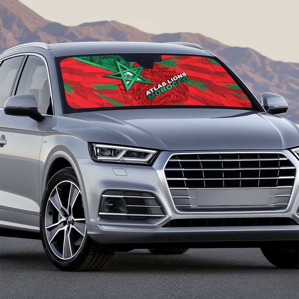 Morocco Football Auto Sun Shade Pentagram Red Lion African