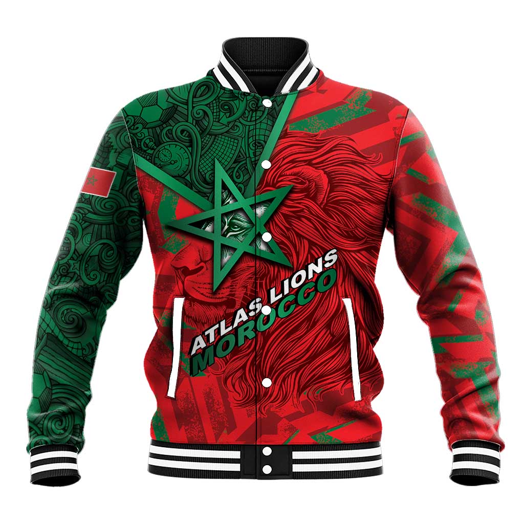 Custom Morocco Football Baseball Jacket Pentagram Red Lion African