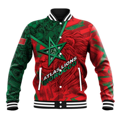 Custom Morocco Football Baseball Jacket Pentagram Red Lion African