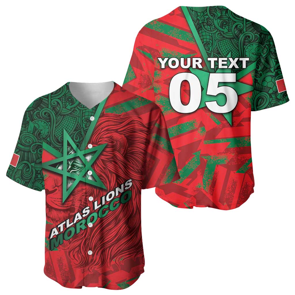Custom Morocco Football Baseball Jersey Pentagram Red Lion African