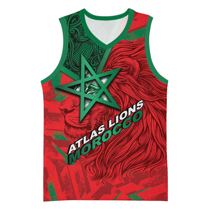 Custom Morocco Football Basketball Jersey Pentagram Red Lion African